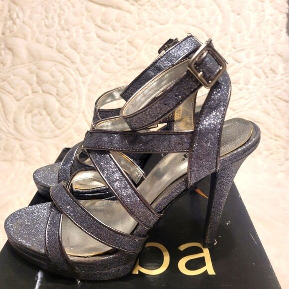 Diba Strappy Sandals Metallic Glitter Stilleto Heels Platform Tenith II Size 8M - Picture 6 of 14
